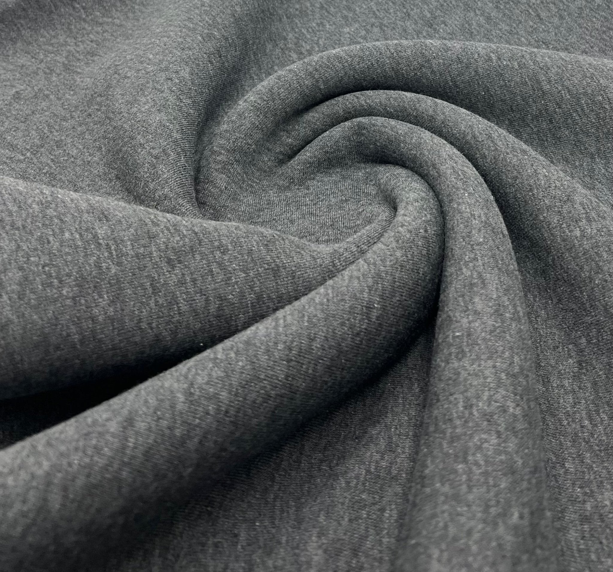 Charcoal Sweatshirting Fleece 260GSM Cotton Lycra 2 Way Stretch - T9 Fabrics